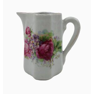 Greiner Herda Bavarian Creamer Small Pitcher Germany Pink Roses Porcelain 8oz